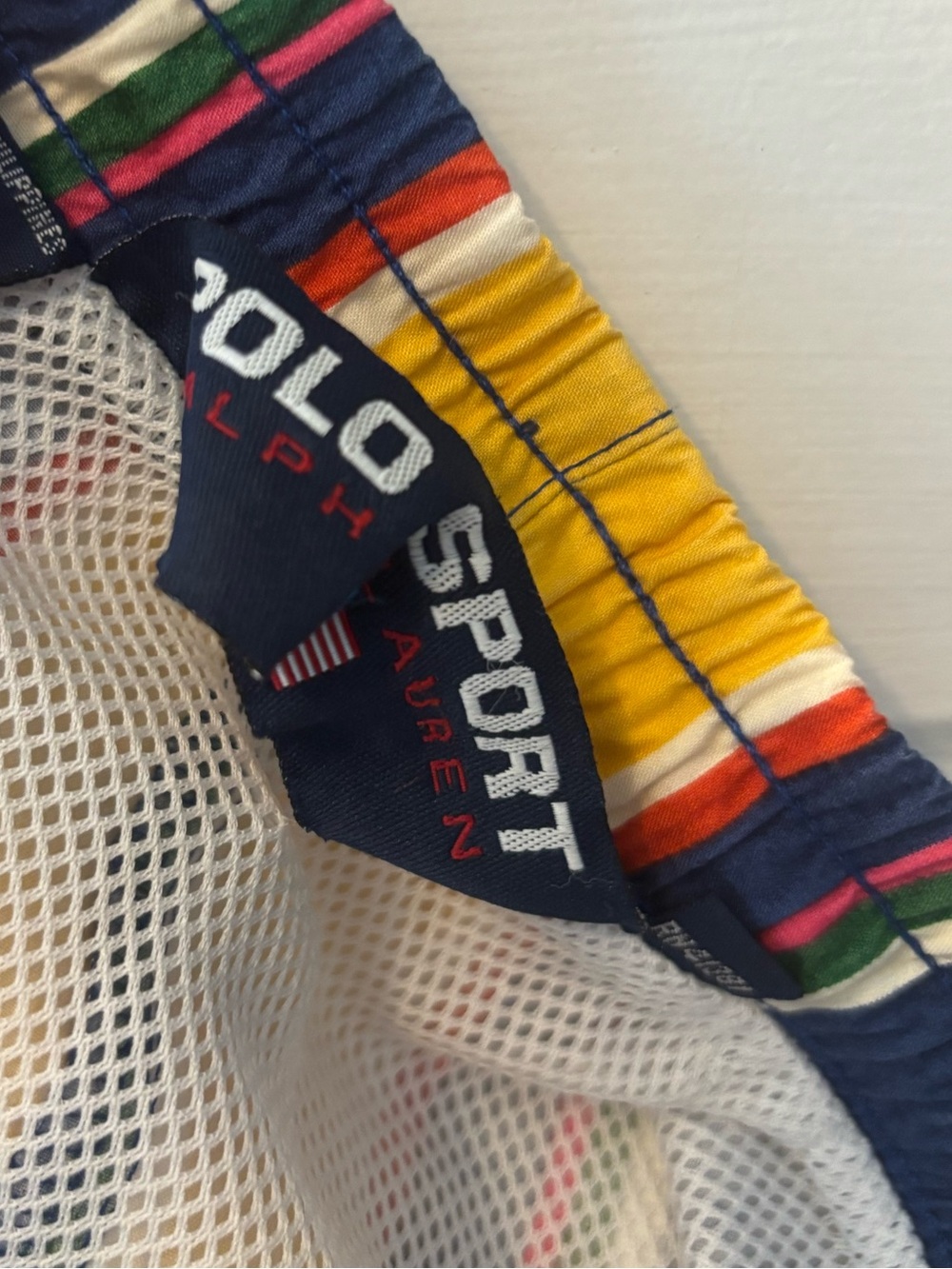 Vintage Polo Sport Ralph Lauren Multi Striped Swim Shorts Green Pony Logo 90s - Picture 5 of 7